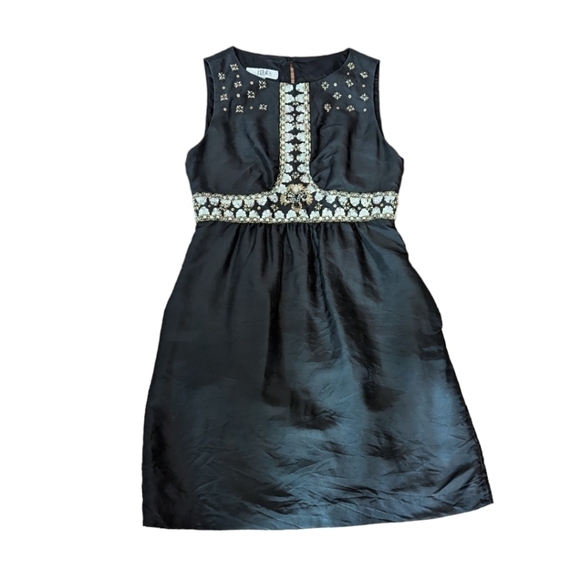 Tibi 100% silk black sleeveless short party dress with sequins/ beads sz 6 - Picture 7 of 11